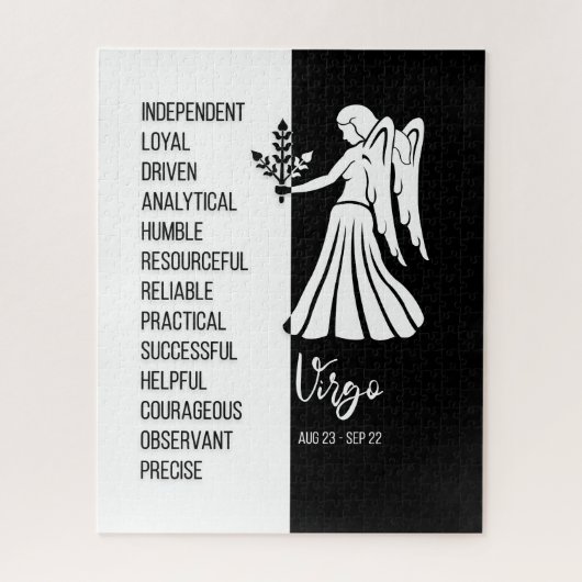 Symbole Zodiaque Virgo, Puzzle noir et blanc (Vertical)