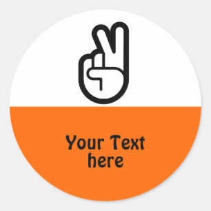 Symbolen eenvoudig - Hand Victory Peace + jouw ide Ronde Sticker