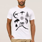Symbolen en dierlijk petroglyphs T-shirt (Voorkant)
