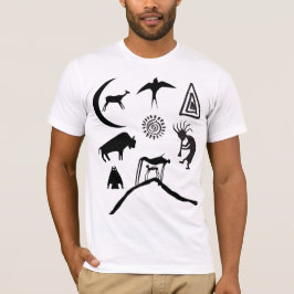 Symbolen en dierlijk petroglyphs T-shirt