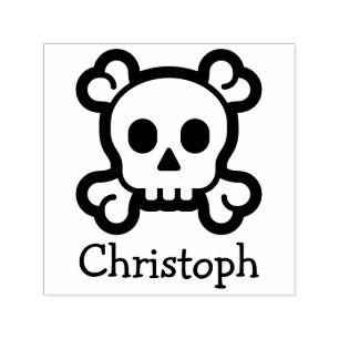 Symbolen/pictogrammen - SKULL & BOTTEN + naam Zelfinktende Stempel