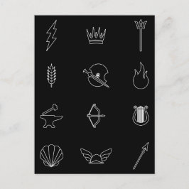 Symbolen van 12 goden en goddessen van de Griekse  Briefkaart