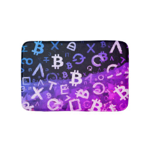 Symbolen van Bitcoin (Stijl: Miami Paars - 10) Badmat