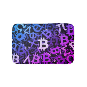 Symbolen van Bitcoin (Stijl: Miami Paars - 3) Badmat