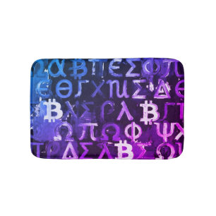Symbolen van Bitcoin (Stijl: Miami Paars - 5) Badmat