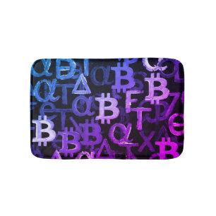 Symbolen van Bitcoin (Stijl: Miami Paars - 6) Badmat