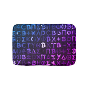 Symbolen van Bitcoin (Stijl: Miami Paars - 9) Badmat