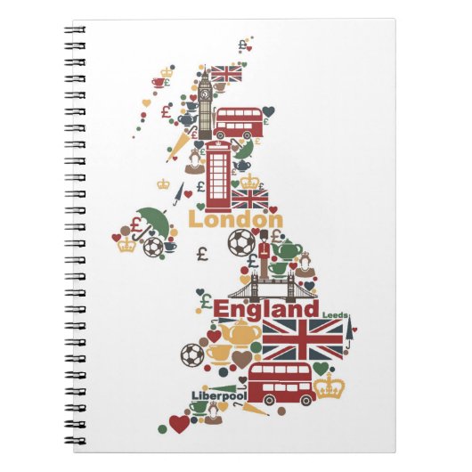 Symbolen van Engelstalige kaart Notitieboek (Voorkant)