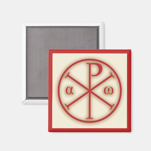 Symbolen van Jezus Christus: Chi-Rho, Alpha en Ome Magneet (Voorkant / Achterkant)
