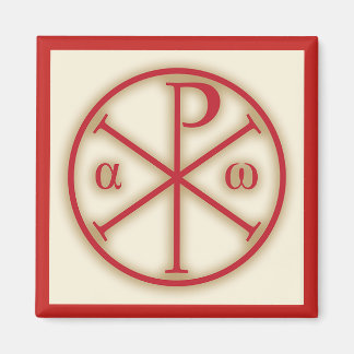 Symbolen van Jezus Christus: Chi-Rho, Alpha en Ome Magneet