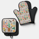 Symbolen van New York City Ovenwant & Pannenlap Set (Voorkant / Achterkant)