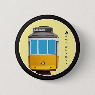 Symbolen van Portugal - Tram van Lissabon Ronde Button 5,7 Cm