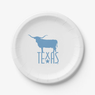 Symbolen van Texas, Longhorn, blauw Papieren Bordje