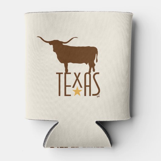 Symbolen van Texas, Longhorn, bruin Blikjeskoeler (Voorkant)