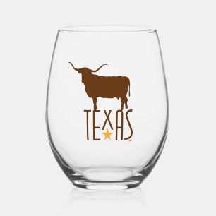 Symbolen van Texas, Longhorn, bruin Wijnglas Zonder Voet