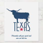 Symbolen van Texas, Longhorn, marineblauw Wijn Etiket (Enkel label)
