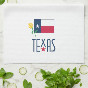 Symbolen van Texas, Texas Vlag en Gele Roos Glas Theedoek
