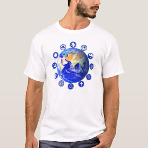 Symbolen van Vrede & Eenheid Rond de Wereld T-shir T-shirt