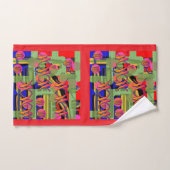 Symboles et fleurs avec garniture rouge (Serviette à main)