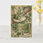 Symboles irlandais vintages Carte Saint Patrick (Fleur jaune)