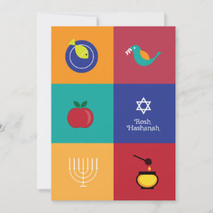 Symboles Rosh Hashanah carte plat