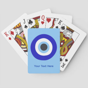 Symbolisch Blauw Boze Oog Geluksamulett Maatwerk Pokerkaarten
