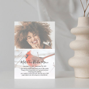 Symbolisch Rode Kardinaal Foto Memorial Bedankkaart