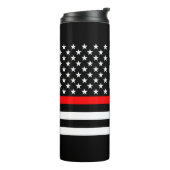 Symbolisch Thin Red Line US Flag grafisch ontwerp  Thermosbeker (Gedraaid links)