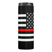 Symbolisch Thin Red Line US Flag grafisch ontwerp  Thermosbeker (Achterkant)