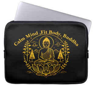 Symbolische Boeddha omgeven door Natuur elementen Laptop Sleeve