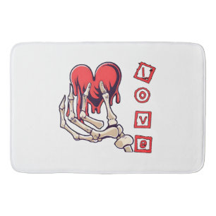 Symbolische liefde skelet hand geeft hart badmat