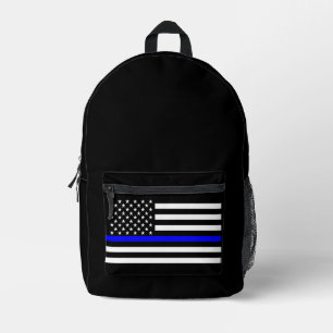 Symbolische Thin Blue Line American Flag afbeeldin Bedrukte Rugzak