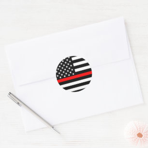 Symbolische Thin Red Line American Flag afbeelding Ronde Sticker