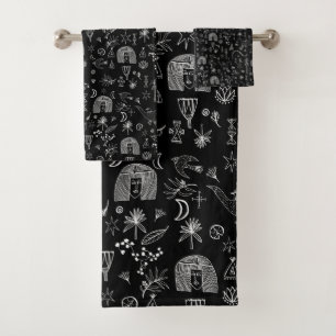 Symbolisme magique égyptien Motif noir blanc