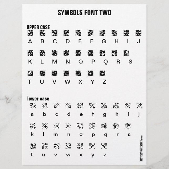 SYMBOLS 2 - Zazzle Font Sample Letterhead Briefhoofd (Voorkant)