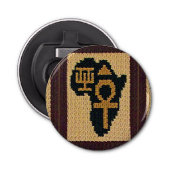 Symbool Afrika-kaart Kroesdruk Ankh & Excellence Button Flesopener (Voorkant)