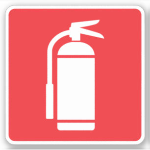 Symbool brandblusapparaat, wit op rood sticker