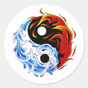 Symbool cartoon tattoo: watervuur Yin Yang Ronde Sticker