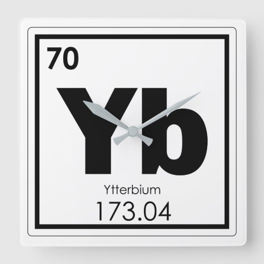 Symbool chemisch element Ytterbium Vierkante Klok (Voorkant)