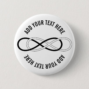 Symbool dubbele infiniteit - zwart en wit ronde button 5,7 cm