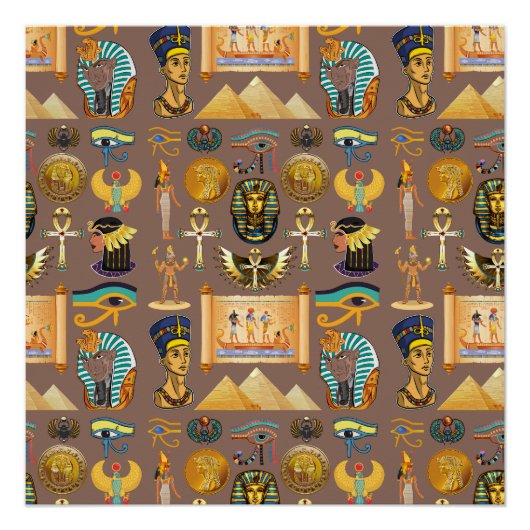Symbool Egyptisch ouderlijk rechthoekig patroonsym Perfect Poster (Voorkant)