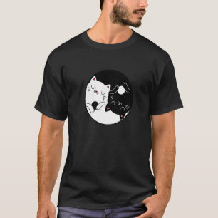 Symbool kat katten wit zwart yoga yin en yang t-shirt