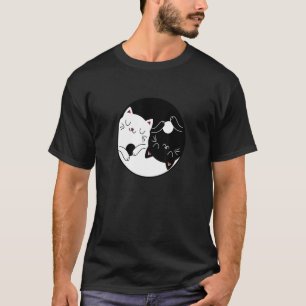 Symbool katten witte zwarte yoga yin en yang t-shirt
