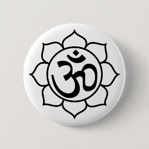 Symbool Lotus Flower Aum Ronde Button 5,7 Cm
