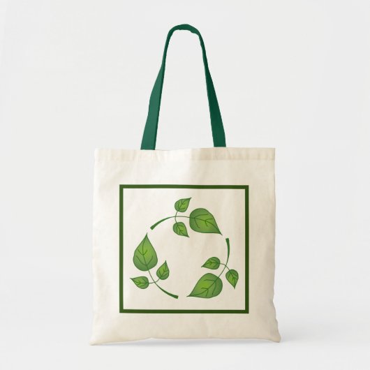 Symbool met groene bladeren recyclen tote bag (Voorkant)