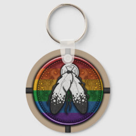 Symbool met twee spirited Wax-zegel in geprikte vl Sleutelhanger