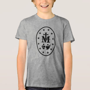 Symbool Mirakelmedaille Maagd Maria Zwart Tri-Blend Shirt