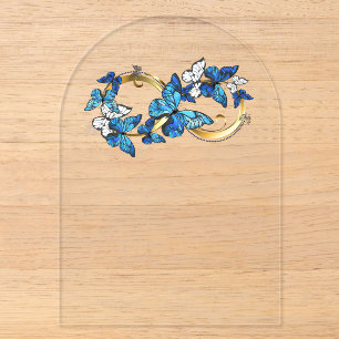 Symbool oneindigheid van blauwe Morpho vlinders Acryl Uitnodigingen
