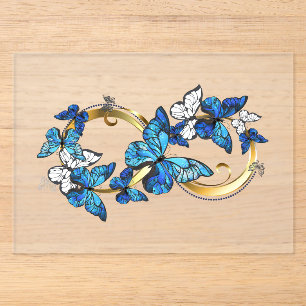 Symbool oneindigheid van Blauwe Morpho Vlinders Acryl Uitnodigingen