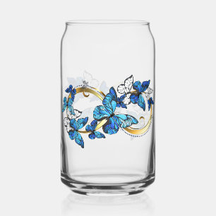 Symbool oneindigheid van Blauwe Morpho Vlinders Blikvorm Glas